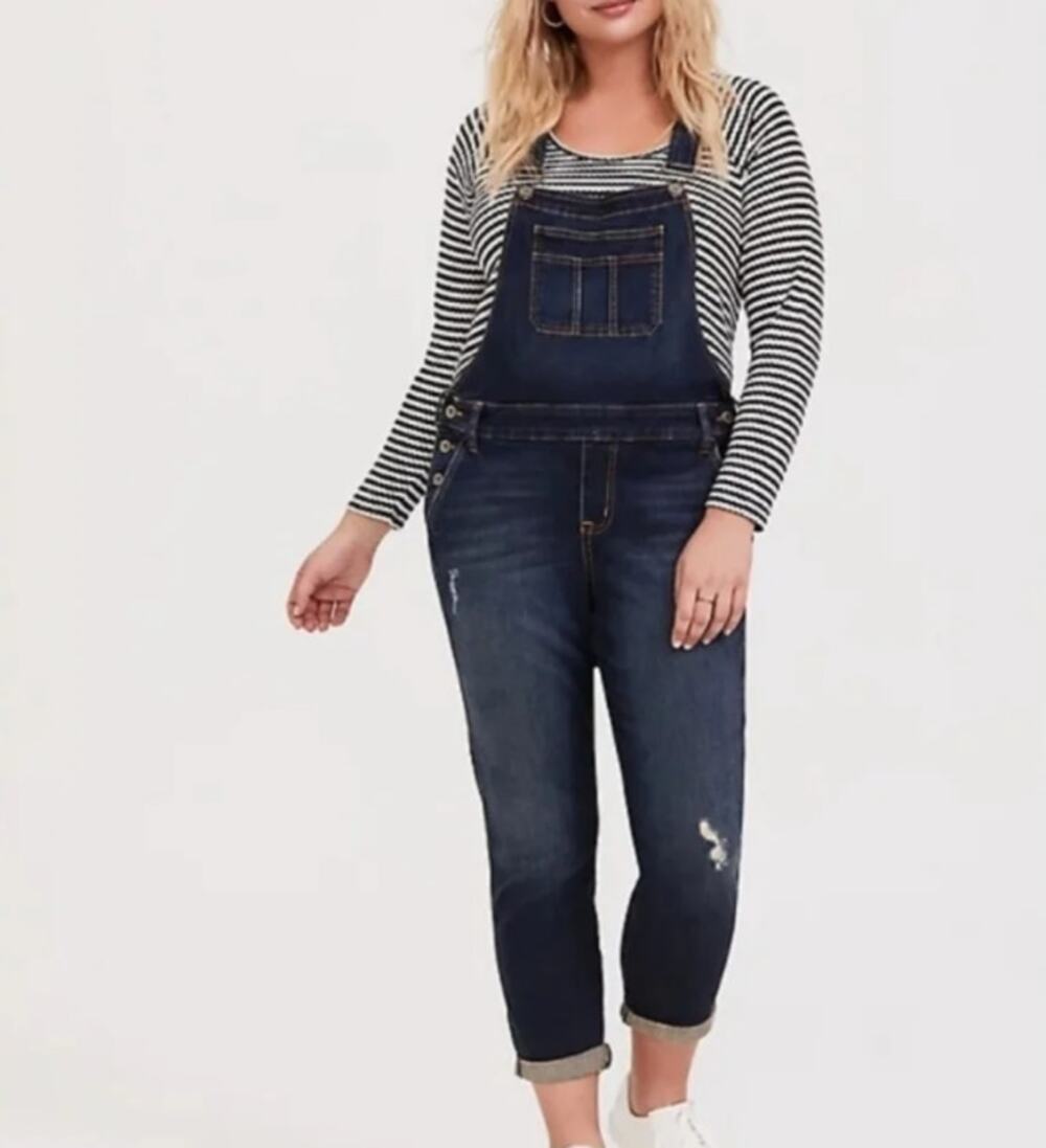Torrid Denim First Fit Dark Wash Skinny Overalls Women’s Plus Size 12